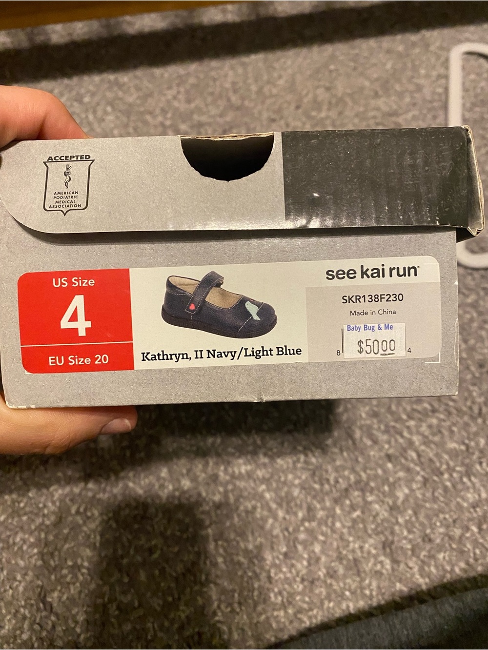 See Kai Run Navy Mary Jane Shoes with Mint Bird and Pink Heart Accents - Picture 5 of 5